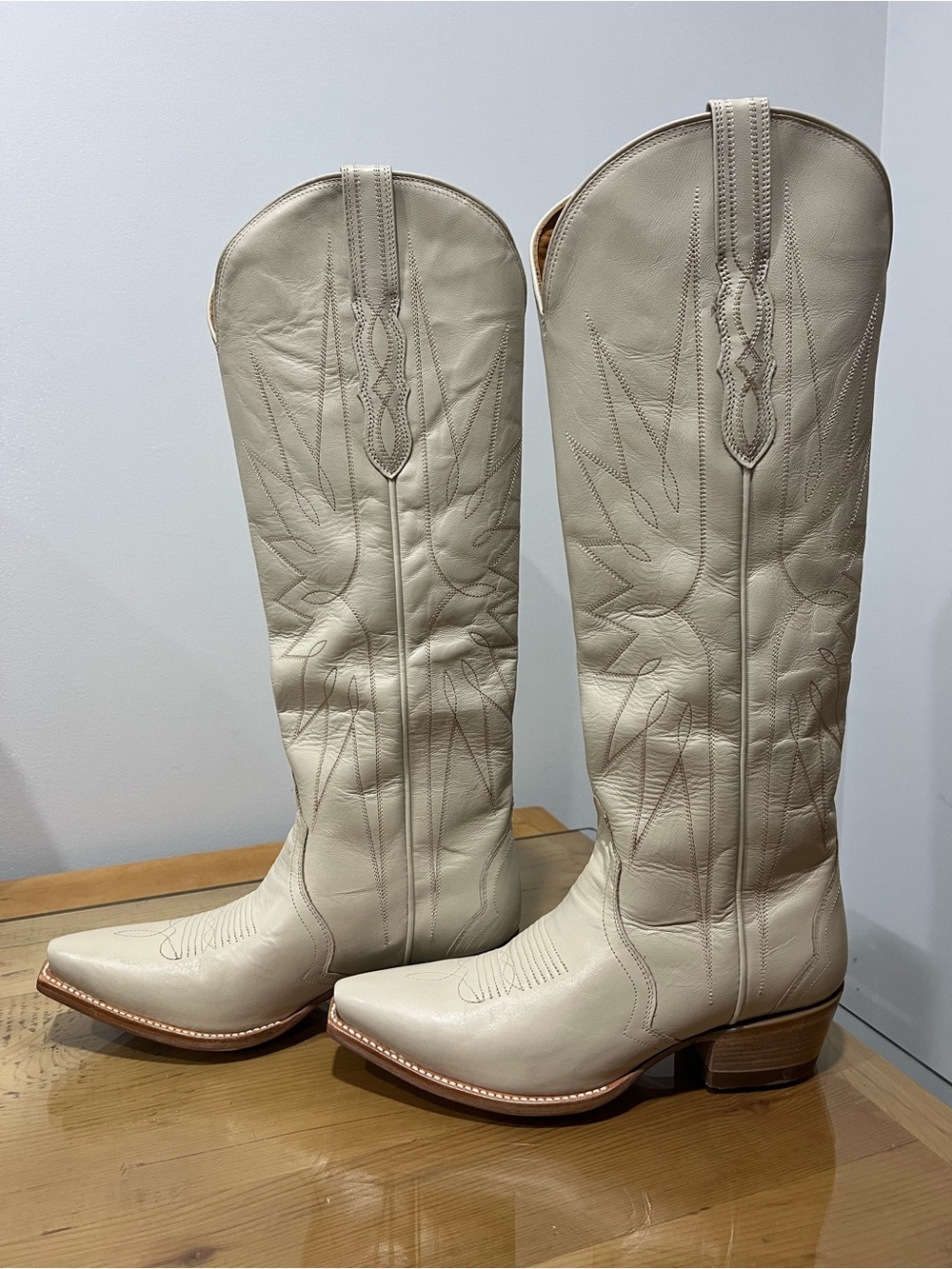 Tecovas The Loretta Cream Western Leather Heeled Boots Brown US 9